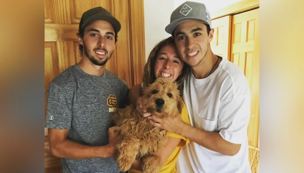 Katie Gaudreau with her brothers, Johnny and Matthew Gaudreau, who were fatally struck by a suspected drunk driver last week.