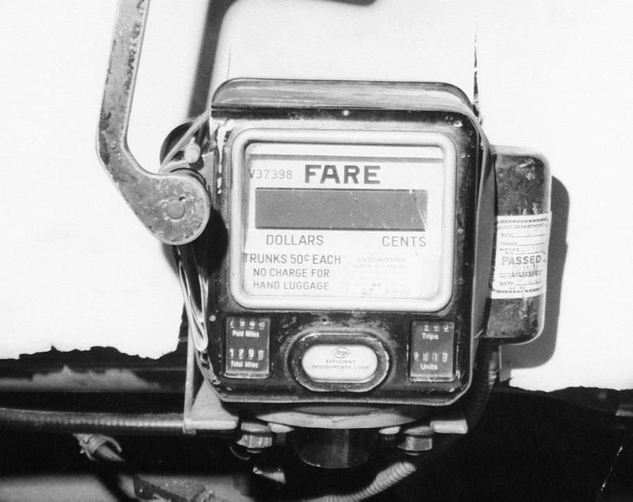 No annoying TV screens in the back? This old trip meter bares little resemblance to the one seen in cabs today.