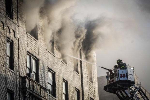 The scene of a five-alarm fire in the Bronx is pictured on Friday, January 10, 2025. (Michael Appleton / Mayoral Photography Office)