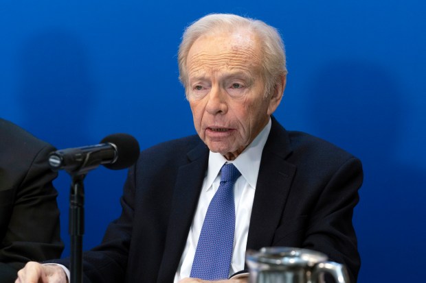 FILE - No Labels Founding Chairman and former Sen. Joe Lieberman speaks in Washington on Jan. 18, 2024. (AP Photo/Jose Luis Magana, File)