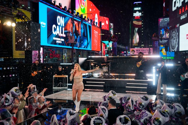 Megan Moroney performs during the Times Square New Year's Eve celebration on Tuesday, Dec. 31, 2024, in New York. (Photo by Charles Sykes/Invision/AP)