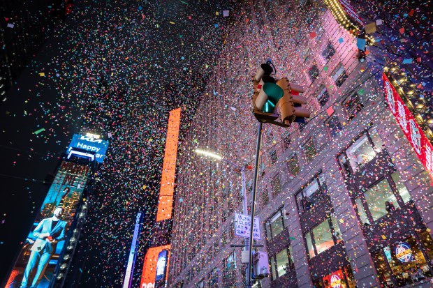 The ball drops in New York's Times Square, Wednesday, Jan. 1, 2025, in New York. (AP Photo/Stefan Jeremiah)