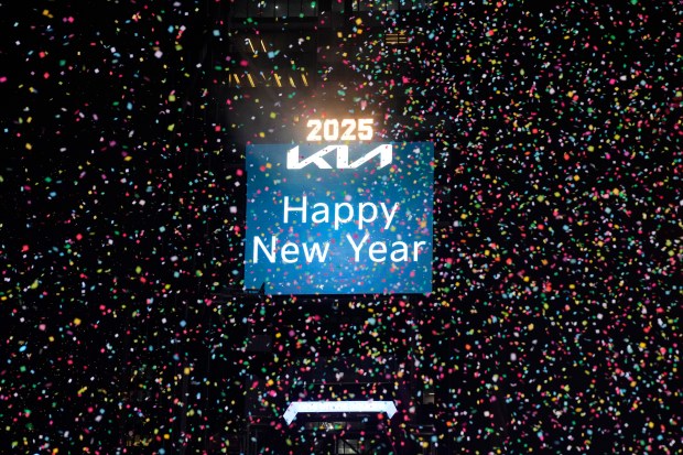 Times Square is seen during the New Year's Eve celebration on Wednesday, Jan. 1, 2025, in New York. (Photo by Charles Sykes/Invision/AP)