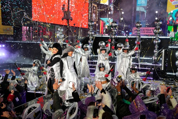 TLC perform during the Times Square New Year's Eve celebration on Tuesday, Dec. 31, 2024, in New York. (Photo by Charles Sykes/Invision/AP)