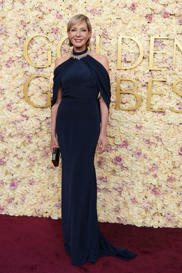 Allison Janney arrives at the 82nd Golden Globes on Sunday, Jan. 5, 2025, at the Beverly Hilton in Beverly Hills, Calif.