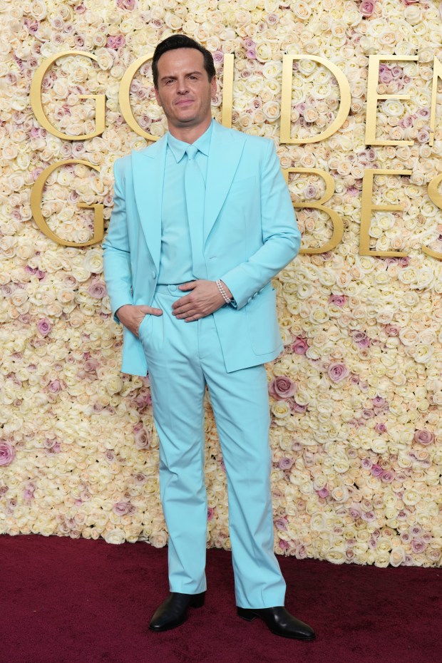 Andrew Scott arrives at the 82nd Golden Globes on Sunday, Jan. 5, 2025, at the Beverly Hilton in Beverly Hills, Calif.