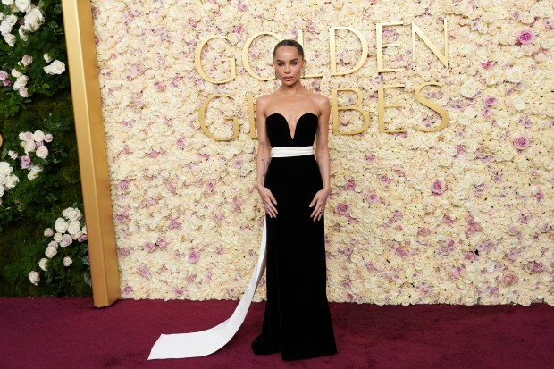 Zoe Kravitz arrives at the 82nd Golden Globes on Sunday, Jan. 5, 2025, at the Beverly Hilton in Beverly Hills, Calif. 