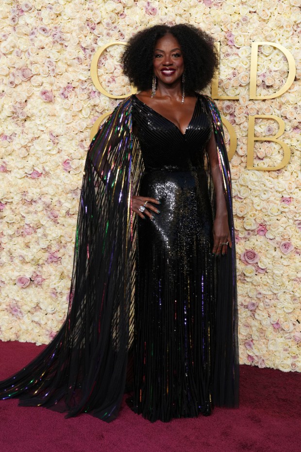 Viola Davis arrives at the 82nd Golden Globes on Sunday, Jan. 5, 2025, at the Beverly Hilton in Beverly Hills, Calif.