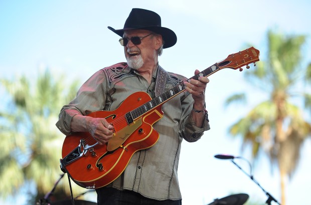 Duane Eddy performs on the third day of the 2014 Stagecoach Music Festival at the Empire Polo Field on Sunday, April 27, 2014 in Indio, Calif. (Photo by Chris Pizzello/Invision/AP)