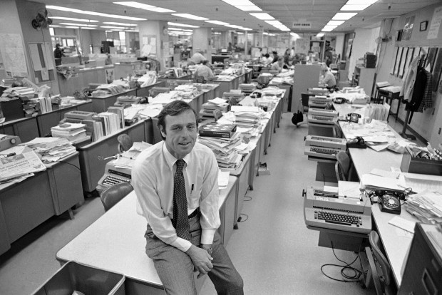 Reg Murphy, publisher of the San Francisco Examiner, in the Examiner newsroom on June 16, 1977 in San Francisco. (AP Photo/Jim Palmer)