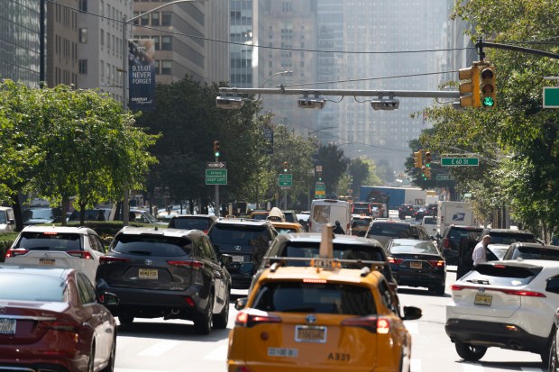 Congestion pricing toll readers in Manhattan.