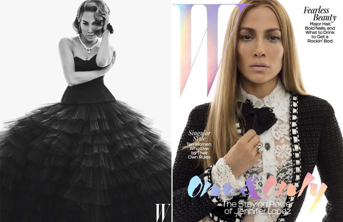 Jennifer Lopez also wore a black tulle dress fit for a ball in the photo shoot and donned a preppy look on the cover of W Magazine's May 2016 issue to accompany a revealing interview about her personal life and career. While the road to love hasn't been easy for her, Lopez proved she's still a romantic as she dished up some details about her relationship with Casper Smart. 