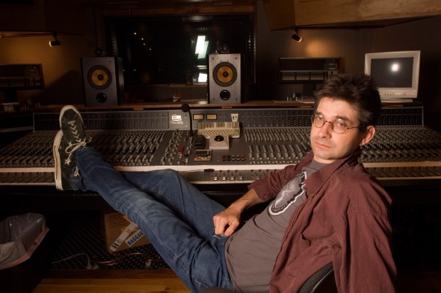 American musician and producer Steve Albini in the 'A' control room of his studio, Electrical Audio, in Chicago on June 24, 2005. (Photo by Paul Natkin/Getty Images)