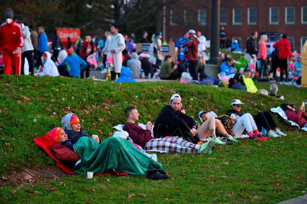 Runners rest before the start of the 52nd Edition of the New York City Marathon on November 5, 2023. (Photo by ANGELA WEISS / AFP) (Photo by ANGELA WEISS/AFP via Getty Images)