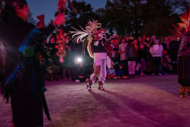 NEW YORK, NEW YORK - NOVEMBER 01: Traditional performers celebrate Día de los Muertos (Day of the Dead) at Greenwood Cemetery in Brooklyn on November 01, 2023 in New York City. The holiday, which is celebrated throughout Latin America from October 31st to November 2nd, is used as a time for family and friends to commemorate departed loved ones through dance, music, prayer, and altars. Greenwood Cemetery, which is a national historic landmark, holds and annual day long celebration of Día de los Muertos for the community, many of whom have arrived to Brooklyn from parts of Latin America. (Photo by Spencer Platt/Getty Images)