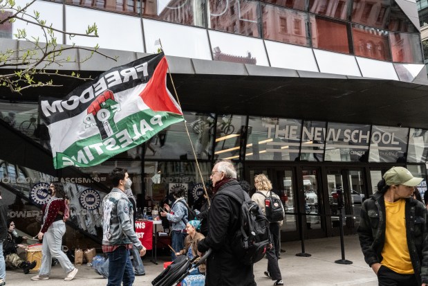 A pro-Palestinian protest at the New School in Manhattan earlier this year.