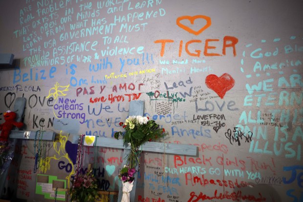 NEW ORLEANS, LOUISIANA - JANUARY 04: Scenes from a vigil held for people killed on Bourbon street are seen on January 04, 2025 in New Orleans, Louisiana. At least 14 people were killed on Bourbon Street when a person allegedly drove into a crowd in the early morning hours of New Year's Day Dozens more were injured after a suspect in a rented pickup truck allegedly drove around barricades and through a crowd of New Year's revelers on Bourbon Street. The suspect then got out of the car, opened fire on police officers, and was subsequently killed by law enforcement. (Photo by Chris Graythen/Getty Images)