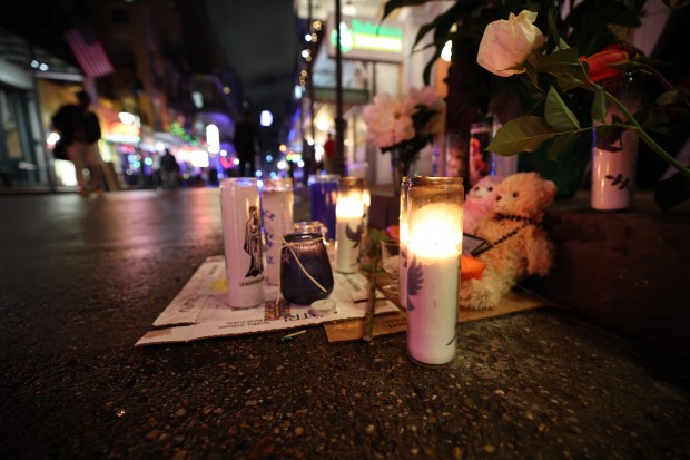 NEW ORLEANS, LOUISIANA - JANUARY 04: Scenes from a vigil held for people killed on Bourbon street are seen on January 04, 2025 in New Orleans, Louisiana. At least 14 people were killed on Bourbon Street when a person allegedly drove into a crowd in the early morning hours of New Year's Day Dozens more were injured after a suspect in a rented pickup truck allegedly drove around barricades and through a crowd of New Year's revelers on Bourbon Street. The suspect then got out of the car, opened fire on police officers, and was subsequently killed by law enforcement. (Photo by Chris Graythen/Getty Images)