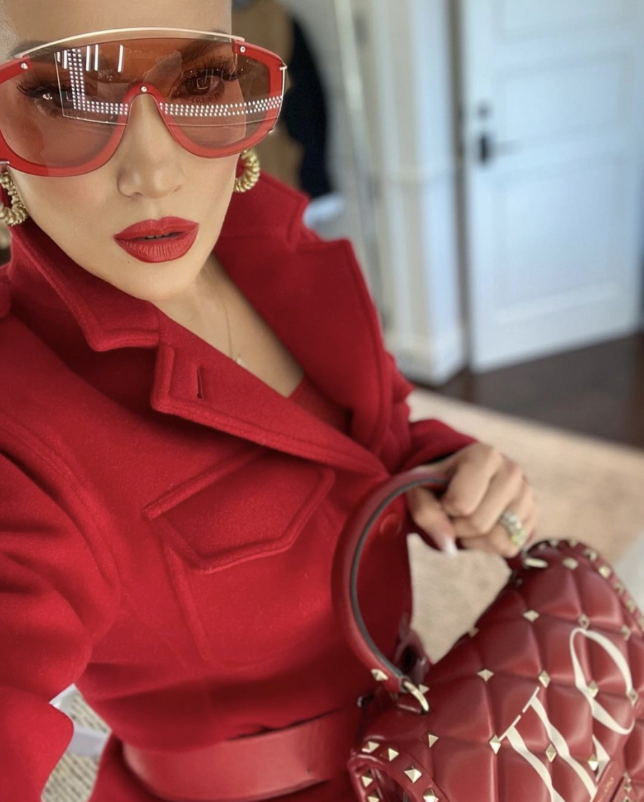 Jennifer Lopez is red hot as she wears red on red on red Tuesday, Dec. 6, 2022. 