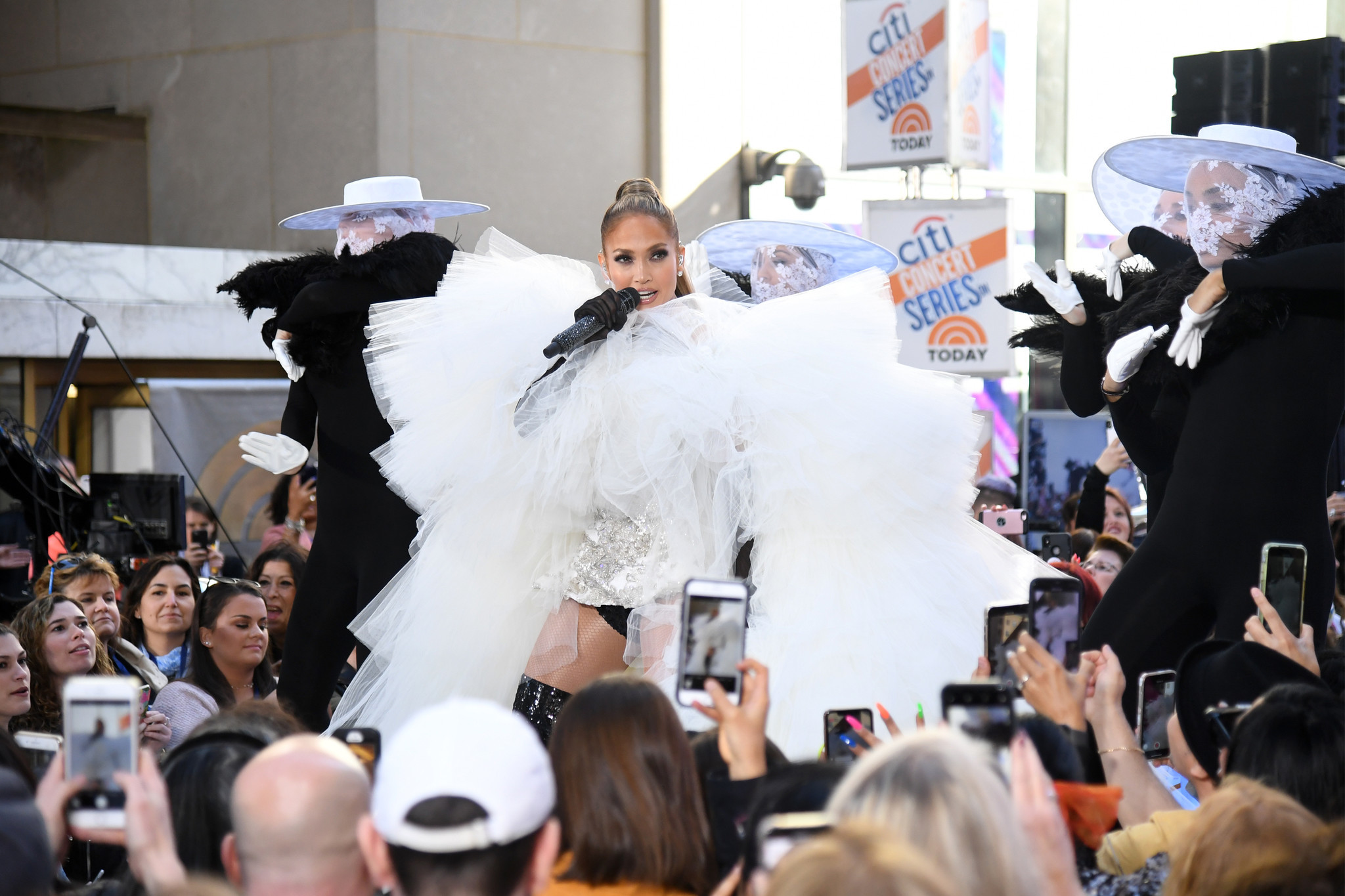 Jennifer Lopez looked like a puffy cloud with thigh-high leather boots during Citi Concert Series On TODAY Presents Jennifer Lopez at Rockefeller Plaza on May 6, 2019 in New York City.