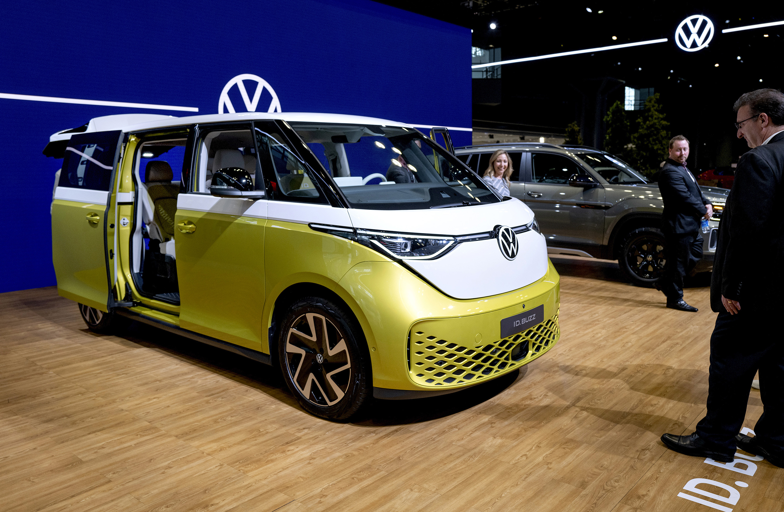 The all-electric Volkswagen ID. Buzz is displayed at the New York International Auto Show in New York on Wednesday, April 5, 2023.