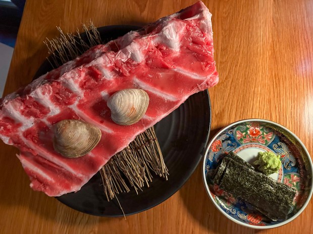 Bluefin tuna nakaochi at Saito. (Kaitlyn Rosati for New York Daily News)