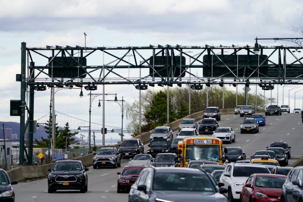 Congestion pricing cameras at are pictured on the Henry Hudson Pkwy. near W. 57th St.