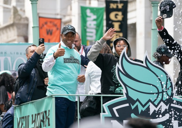 Fans and New York Liberty players celebrate during a ticker-tape parade in Manhattan's 'Canyon of Heroes' the following the Liberty's WNBA Championship win on Thursday, Oct. 22, 2024, in New York City. (Barry Williams for New York Daily News)