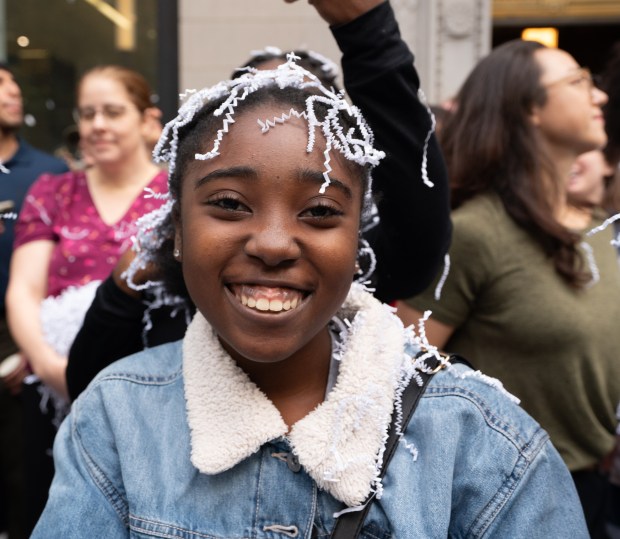 Fans and New York Liberty players celebrate during a ticker-tape parade in Manhattan's 'Canyon of Heroes' the following the Liberty's WNBA Championship win on Thursday, Oct. 22, 2024, in New York City. (Barry Williams for New York Daily News)