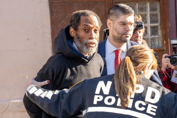 MTA worker stabbing suspect 52yr old Jamar Banks is seen here as he is taken from the NYPD Transit District 2 Headquarters in Manhattan on Sunday Jan. 5, 2025. 1405. (Theodore Parisienne / New York Daily News)