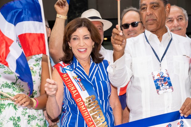 (Governor Kathy Hochul) The Dominican Day Parade on 6th Avenue in Manhattan on Sunday August 11, 2024. 1232. (Theodore Parisienne for New York Daily News)