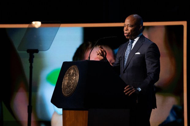 Mayor Eric Adams delivers his State of the City address at the Apollo Theater Thursday, Jan. 9, 2025 in Manhattan, New York. (Barry Williams/ New York Daily News)