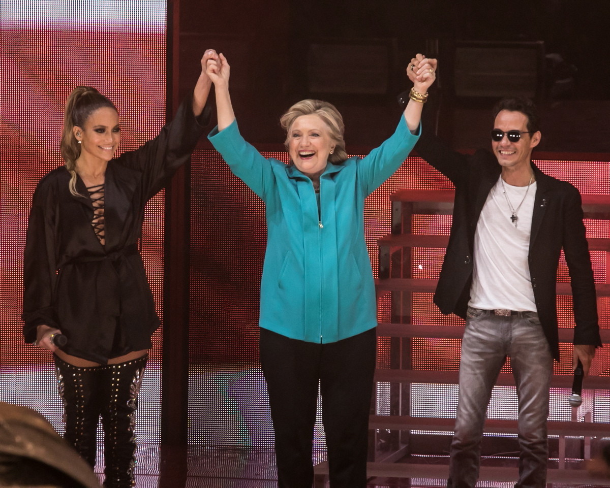 Jennifer Lopez was also joined on stage by her ex-husband Marc Anthony as well as Hillary Clinton herself during the Miami concert on Oct. 29, 2016.